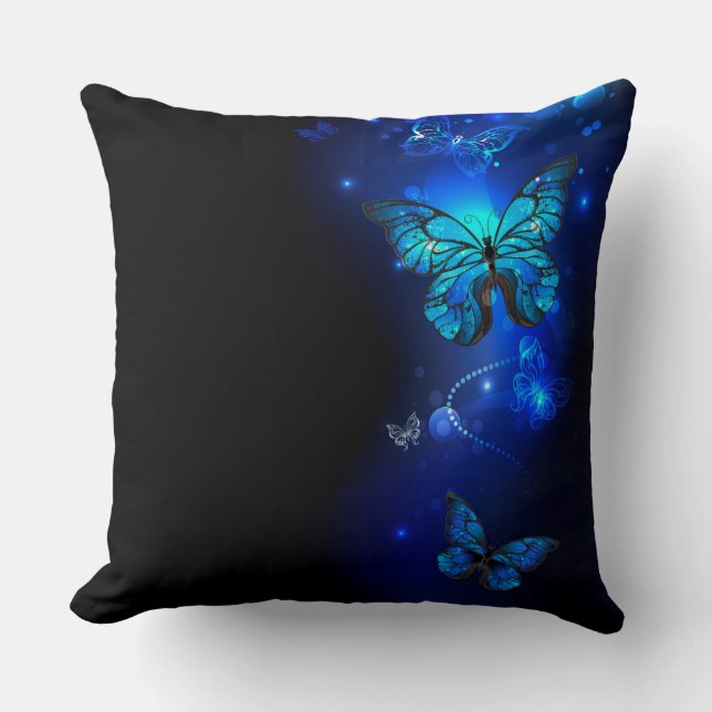 Coussin Morpho Butterfly in the Dark Background (Recto)
