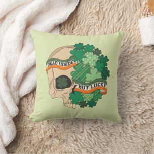 Coussin Mort à l'intérieur mais chanceux - Crâne à sucre e
