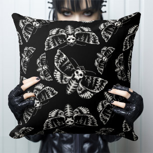Coussin Morts noires et grises Housse de tête Moth Gothiqu