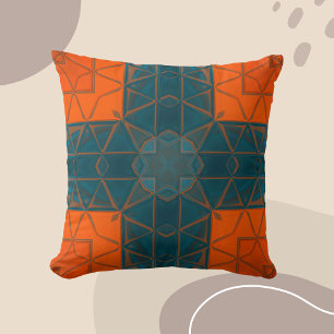 Coussin Mosaic Kaleidoscope Carré orange et bleu