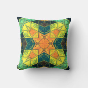 Coussin Mosaic kaléidoscope Carré orange jaune et vert
