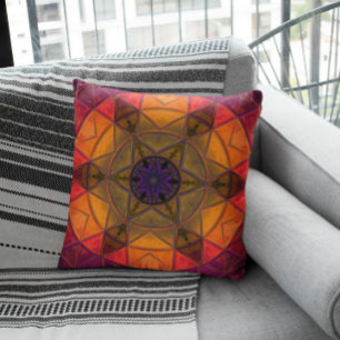 Coussin Mosaic Kaleidoscope Fleur Jaune et Violet
