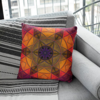 Coussin Mosaic Kaleidoscope Fleur Jaune et Violet