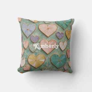 Coussin Mosaic Love : Coeurs Pastel