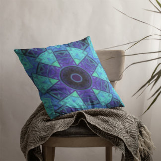 Coussin Mosaic Mandala bleu et violet