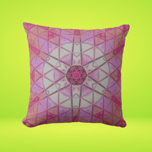 Coussin Mosaic Mandala Flower rose et blanc