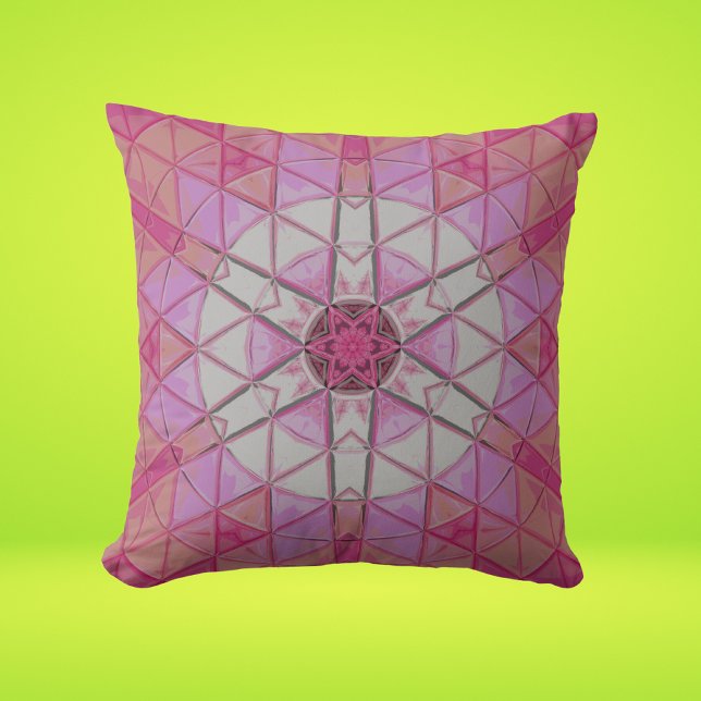 Coussin Mosaic Mandala Flower rose et blanc (Créateur téléchargé)