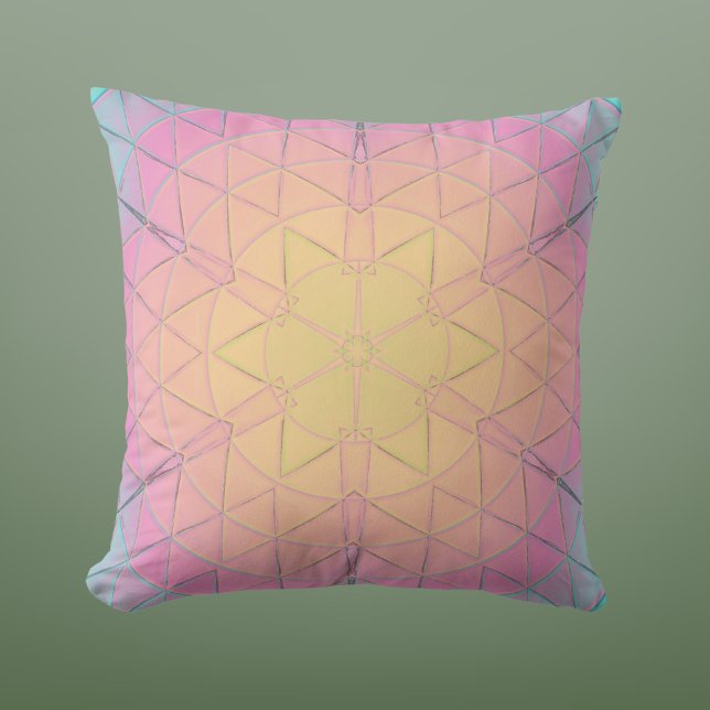 Coussin Mosaic Mandala jaune rose et bleu (Créateur téléchargé)