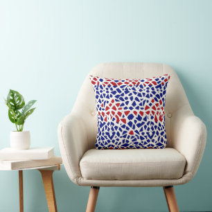 Coussin Mosaic Motif Rouge bleu