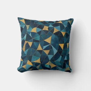 Coussin Mosaïque Abstraite bleue et or