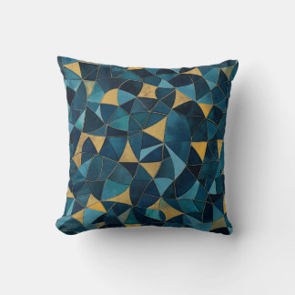 Coussin Mosaïque Abstraite bleue et or