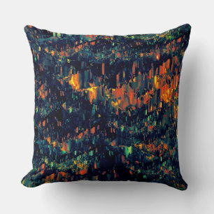 Coussin mosaïque Abstraite de feu de camp déplacé sur verd