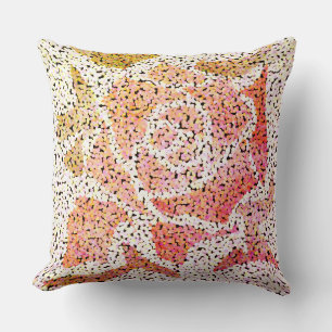 Coussin Mosaïque abstraite fleur rose rose blanc gris flor