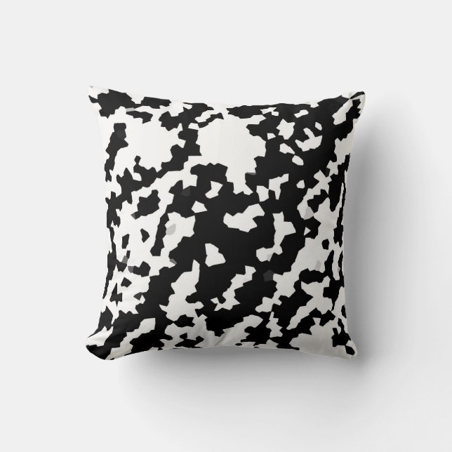 Coussin Mosaïque Abstraite irrégulière Camo noir et blanc (Recto)