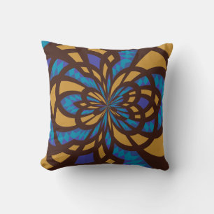 Coussin Mosaïque bleue et Brown Art Abstrait