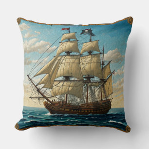 Coussin Mosaïque classique de bateau pirate