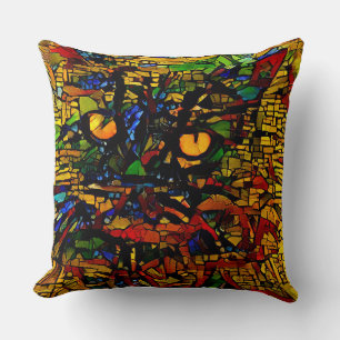 Coussin Mosaïque colorée Chat Art Prin
