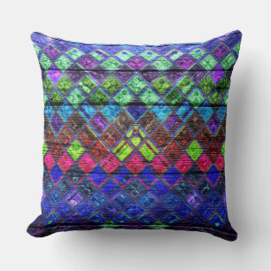 Coussin Mosaïque colorée Motif Bois Look #2