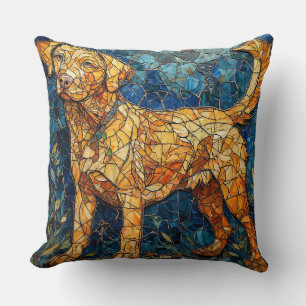 Coussin Mosaïque de verre coloré de chien Goldador