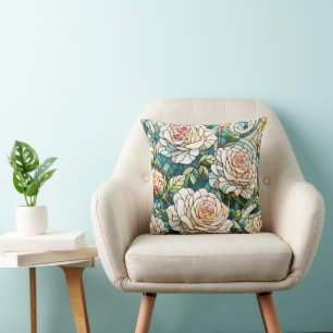 Coussin Mosaïque de verre rose blanche