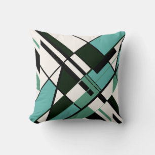 Coussin Mosaïque diagonale en vert blanc noir Motif