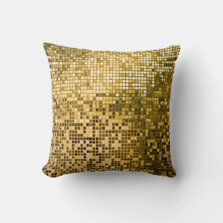 Coussin Mosaïque d'or : Carreaux Carrés Texture.