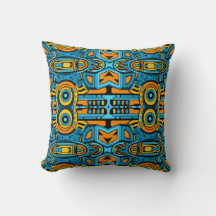 Coussin Mosaïque en miroir : Turquoise anamorphique & Bleu