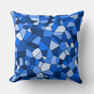Coussin Mosaïque géométrique bleue moderne