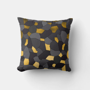 Coussin Mosaïque grise et noire d'or élégant élégant