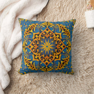 Coussin mosaïque jaune bleu