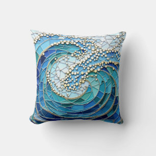Coussin Mosaïque Mer de Vagues