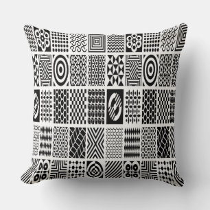 Coussin Mosaïque monochrome : noir et blanc géométrique