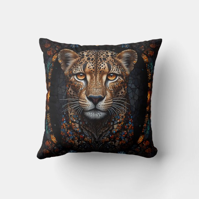 Coussin Mosaïque verre tendu Cheetah Portrait (Verso)