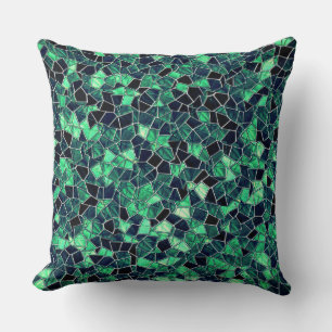 Coussin Mosaïque vert foncé et menthe, ligne d'option frac