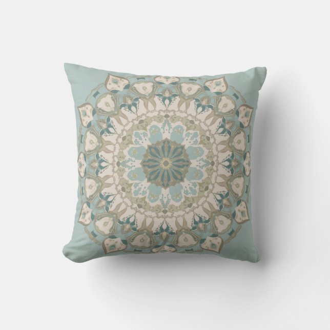 Coussin Mosaïque Vert Sarcelle Beige (Recto)