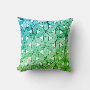 Coussin Mosaïque verte aquamarine   fleur de vie
