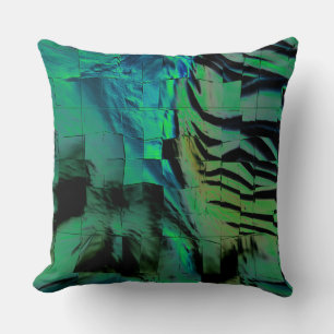 Coussin Mosaïque verte chromée brûlée dessin légèrement sc