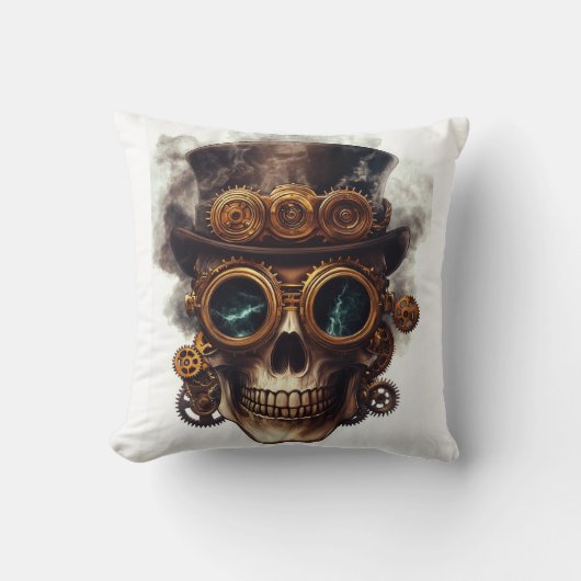 Coussin Moteur de crâne Steampunk (Recto)