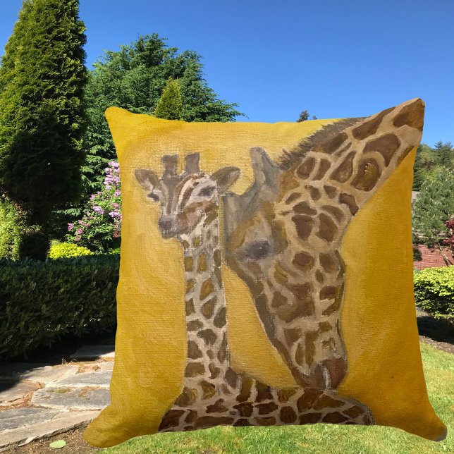 Coussin Mother and Child Giraffes (Créateur téléchargé)