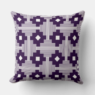 Coussin Motif 061214 - Blanc avec violet profond 25003a