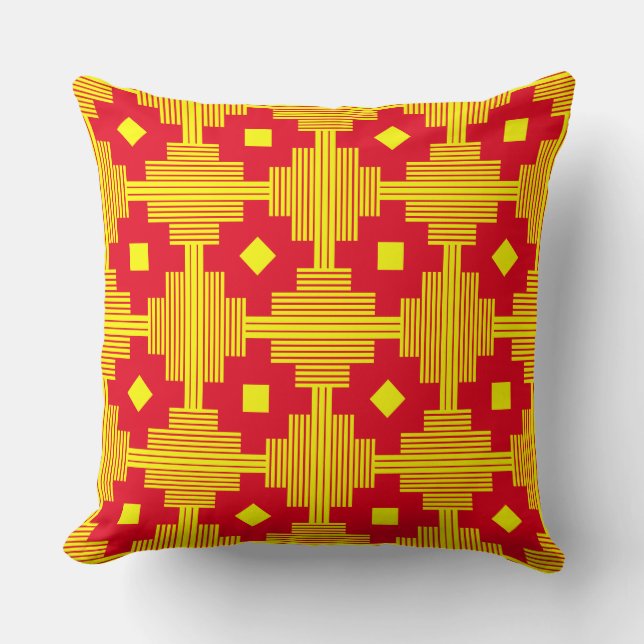 Coussin Motif 061214 - Jaune avec rouge e6001c (Recto)