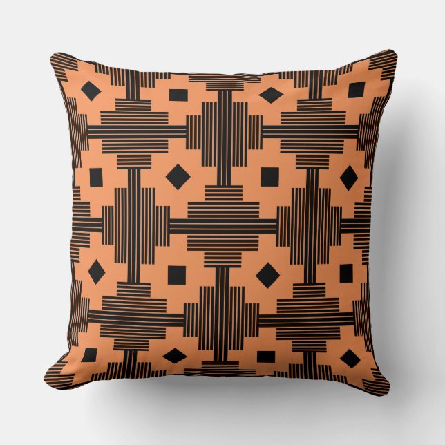 Coussin Motif 061214 - Noir avec orange f79256 (Recto)