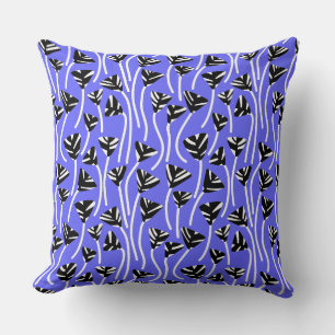 Coussin Motif 210121 - Noir, Blanc et Bleu Électrique