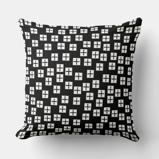 Coussin Motif 270715 - Blanc et noir sur noir (Recto)