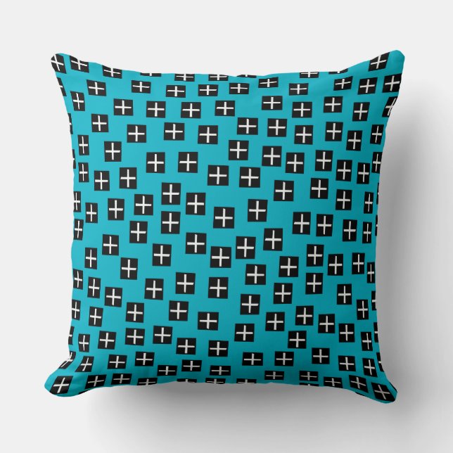 Coussin Motif 270715 - Noir et Blanc sur Bleu 00b2ca (Recto)