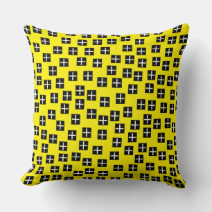 Coussin Motif 270715 - noir et blanc sur jaune fff300
