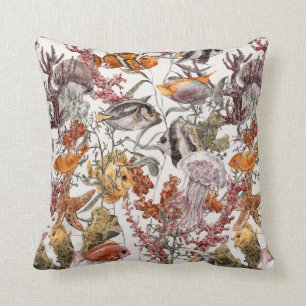Coussin Motif 2 de vie marine d'aquarelle