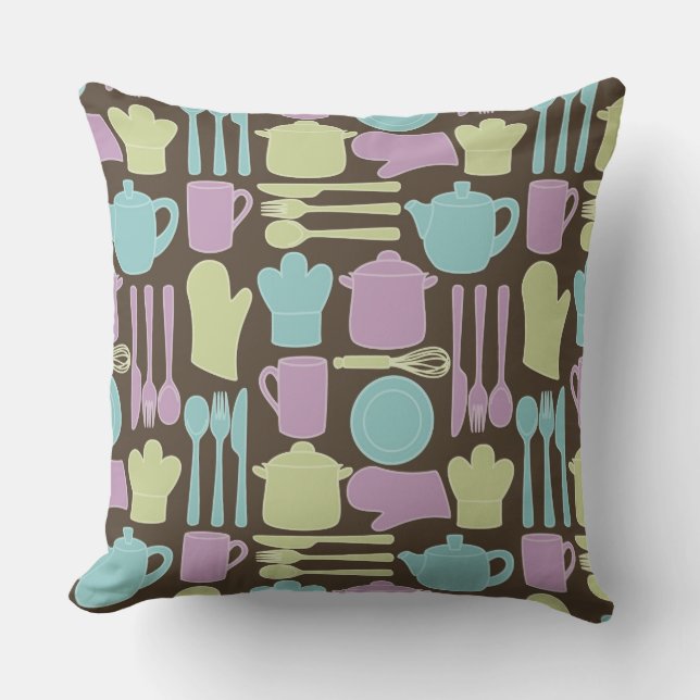 Coussin Motif 2 d'ustensiles de cuisine (Recto)