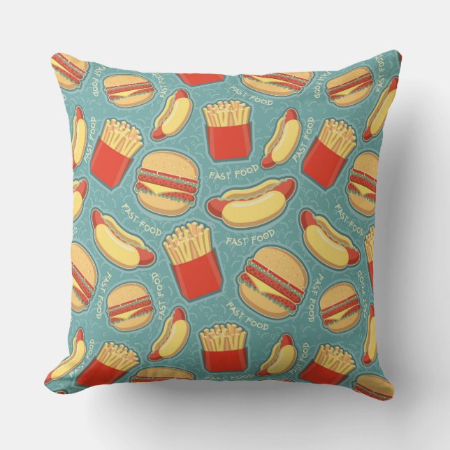 Coussin Motif 3 d'aliments de préparation rapide (Recto)