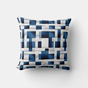 Coussin Motif à carreaux artistiques bleus Motif géométr